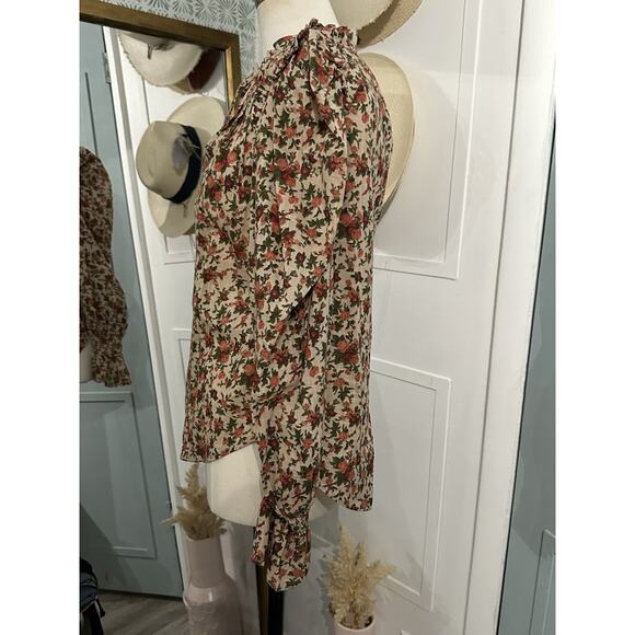 Free People Top Meant To Be Floral Cotton Blouse Long Sleeve Size XS - Picture 12 of 12